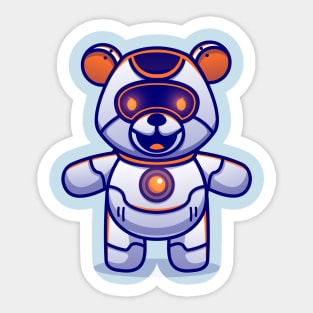Cute Teddy Bear Robot Cartoon Sticker